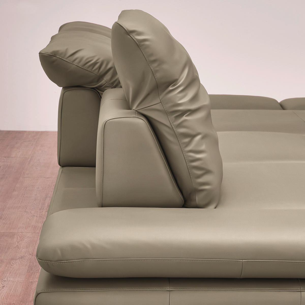 ECKSOFA in Echtleder Graubraun  - Graubraun/Silberfarben, Design, Leder/Metall (200/315cm) - Chilliano