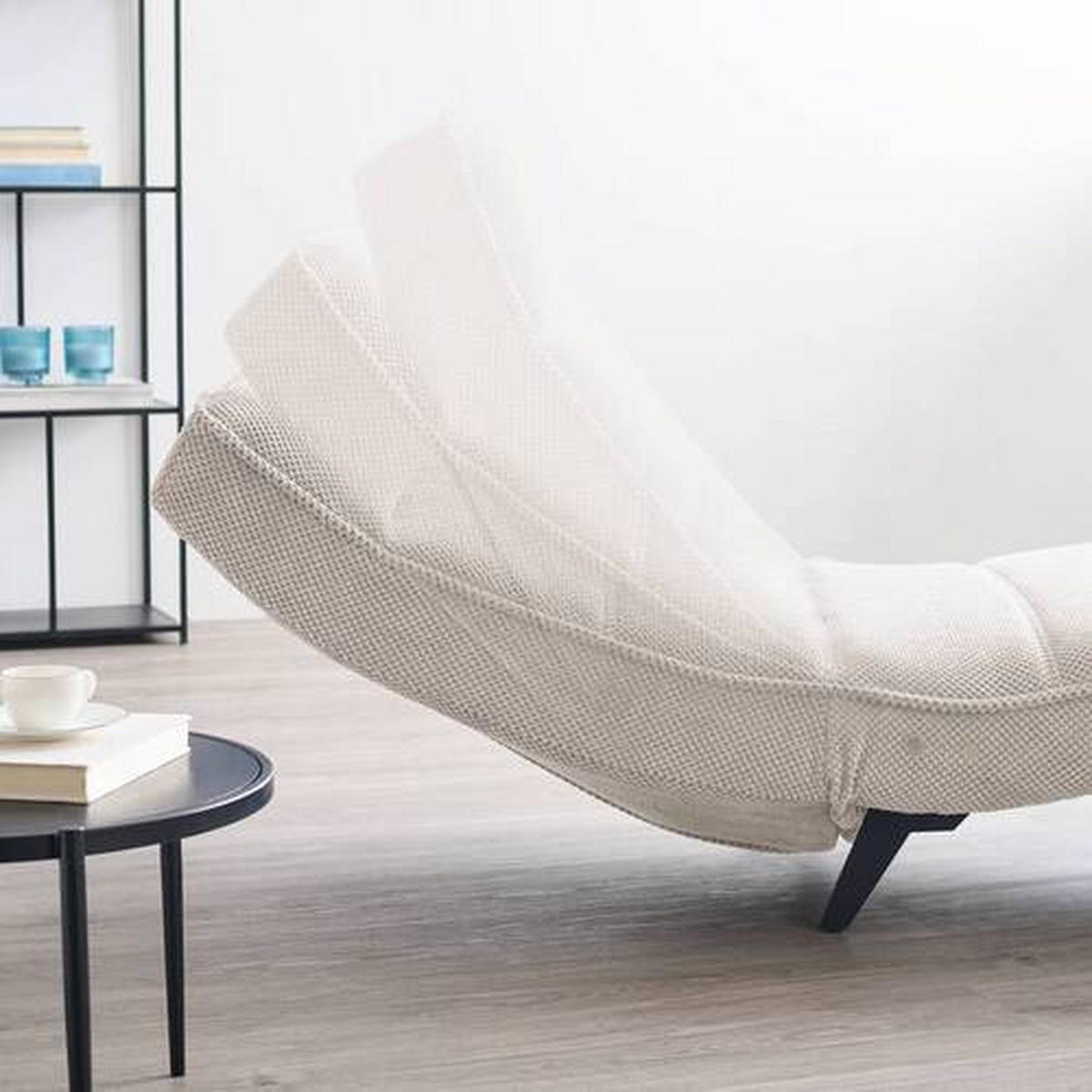 RELAXLIEGE in Webstoff Creme  - Creme/Schwarz, Design, Textil/Metall (78/83/168cm) - Welnova