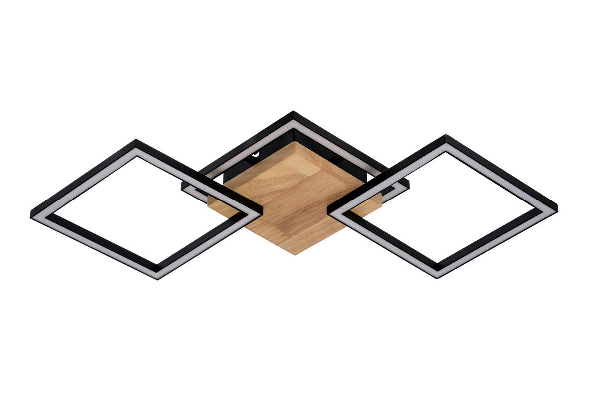 LED-DECKENLEUCHTE    63/27,5/5,7 cm  - Schwarz/Naturfarben, Basics, Holz/Kunststoff (63/27,5/5,7cm) - Novel