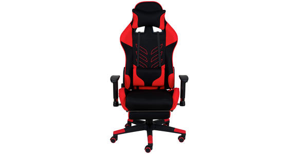 GAMINGSTUHL Rot, Schwarz Metall, Kunststoff, Textil - Rot/Schwarz, Design, Kunststoff/Textil (67/137/63cm) - Xora