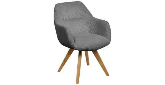 ARMLEHNSTUHL in Cord - Eichefarben/Grau, KONVENTIONELL, Holz/Textil (61/61/58cm) - Linea Natura
