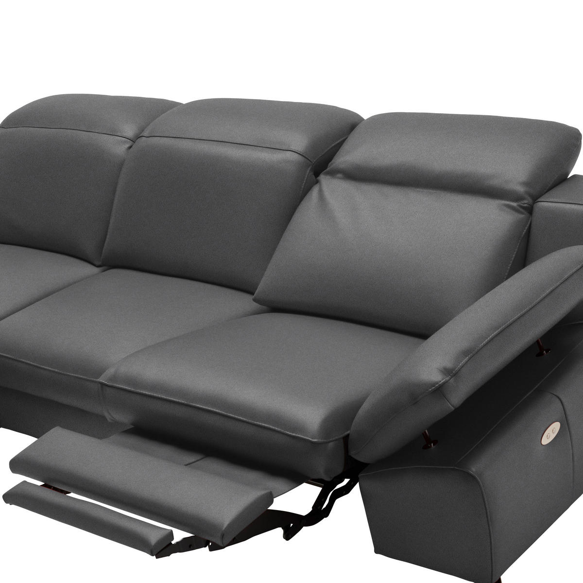 ECKSOFA in Echtleder Anthrazit  183/286 cm  - Anthrazit/Schwarz, Design, Leder/Metall (183/286cm) - Celina Home