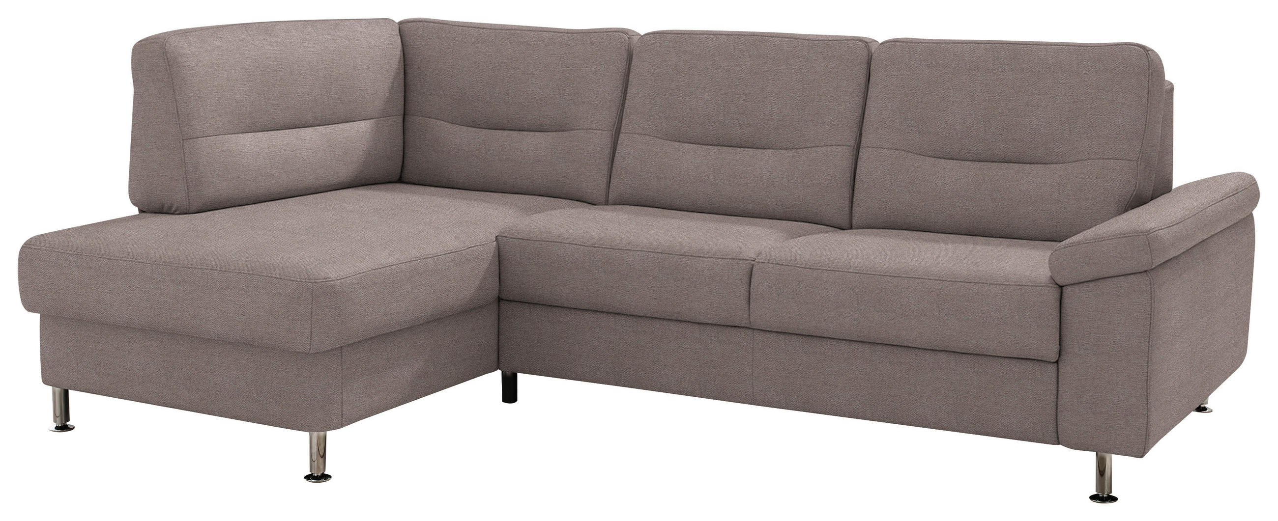 ECKSOFA Flachgewebe Altrosa  - Alufarben/Altrosa, Konventionell, Textil/Metall (160/244cm) - Beldomo Comfort