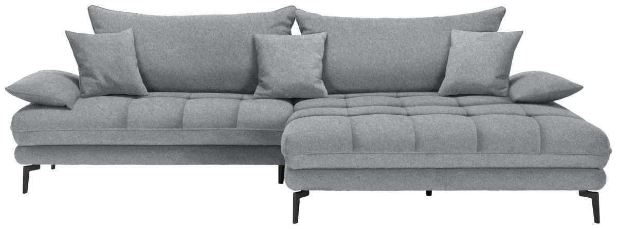 ECKSOFA PRATO Grau Webstoff  - Schwarz/Grau, MODERN, Textil/Metall (292/176cm) - MID.YOU