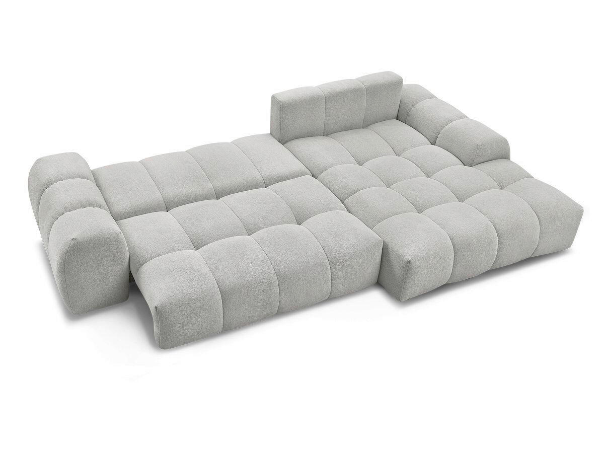 ECKSCHLAFSOFA EVEREST  mit Rücken echt, Armteil links, Armteil rechts Flachgewebe Hellgrau  - Hellgrau/Schwarz, MODERN, Kunststoff/Textil (318/180cm) - Livetastic