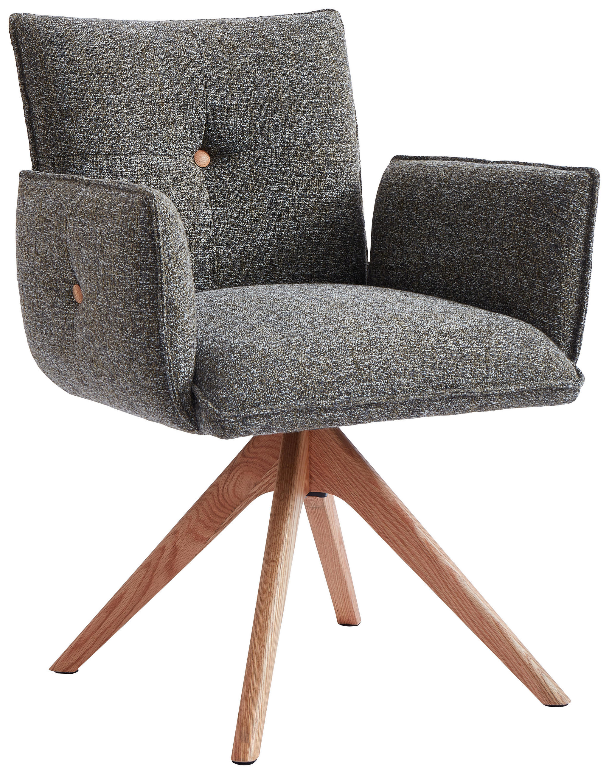 ARMLEHNSTUHL  in Webstoff  - Eichefarben/Grün, Design, Holz/Textil (63/63/82cm) - Novel