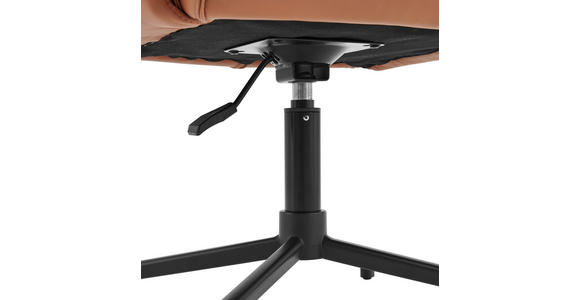 ARMLEHNSTUHL in Aluminium Echtleder pigmentiert - Cognac/Schwarz, MODERN, Leder/Metall (61/86-93/66cm) - Novel