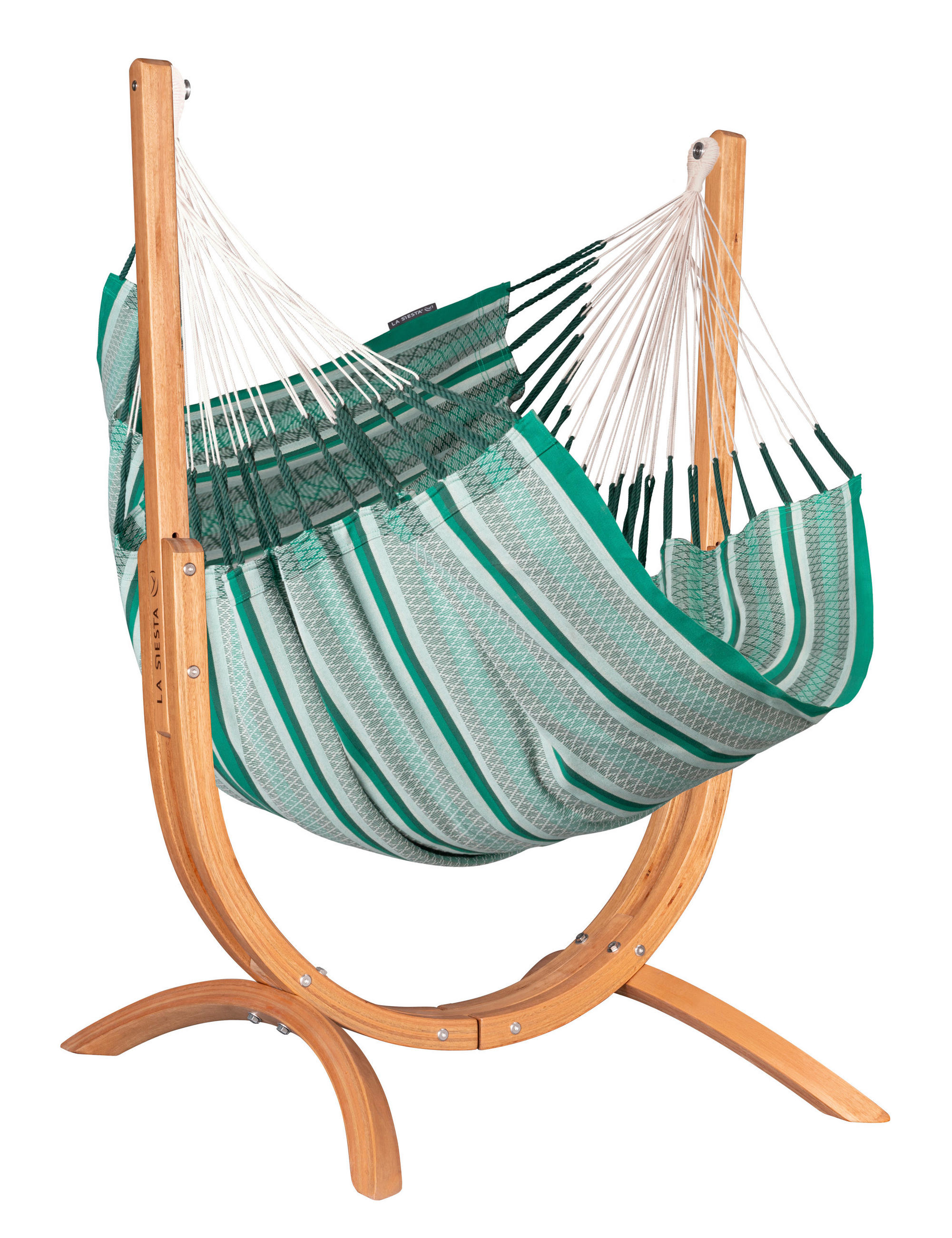  HÄNGEMATTE Grau, Grün, Hellgrün Gestell  - Eukalyptusholzfarben/Hellgrün, KONVENTIONELL, Holz/Textil (100/152/92cm) - La Siesta