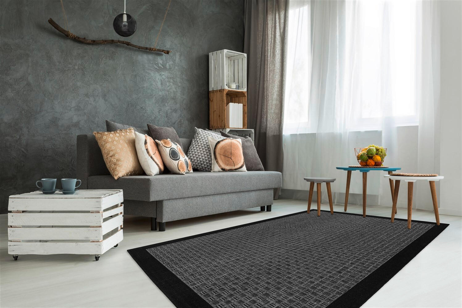 FLACHWEBETEPPICH 160/230 cm Indonesia - Banjar Silber Grau  - Grau, KONVENTIONELL, Textil (160/230cm)