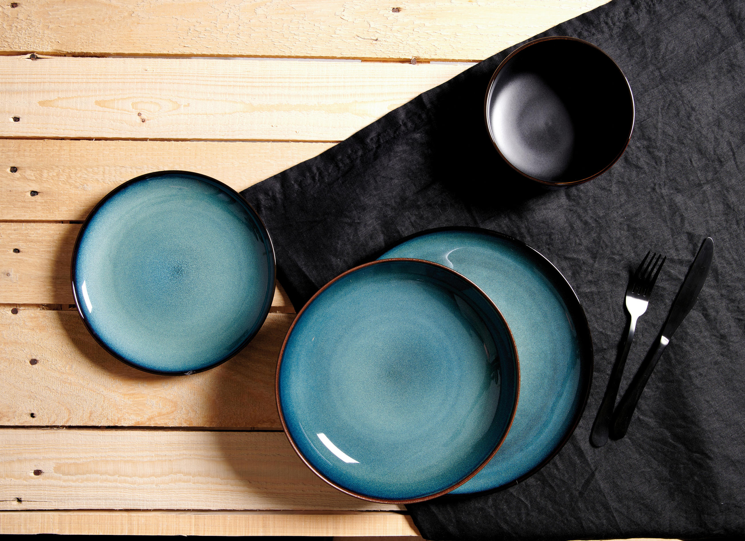 TAFELSERVICE Blau 8-teilig BALI  - Blau, Trend, Keramik (28,5/17/28,5cm) - Ritzenhoff Breker
