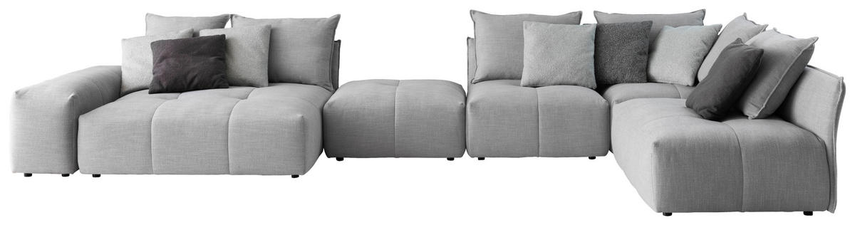 WOHNLANDSCHAFT Silberfarben Flachgewebe  - Silberfarben/Schwarz, Design, Textil/Metall (158/493/256cm) - Designwerk