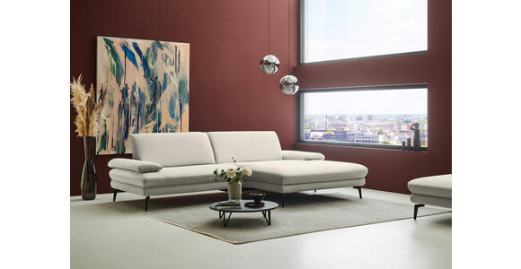 ECKSOFA  in Chenille, Flachgewebe Naturfarben Rücken echt  284/180 cm  - Schwarz/Naturfarben, Design, Textil/Metall (284/180cm) - Dieter Knoll
