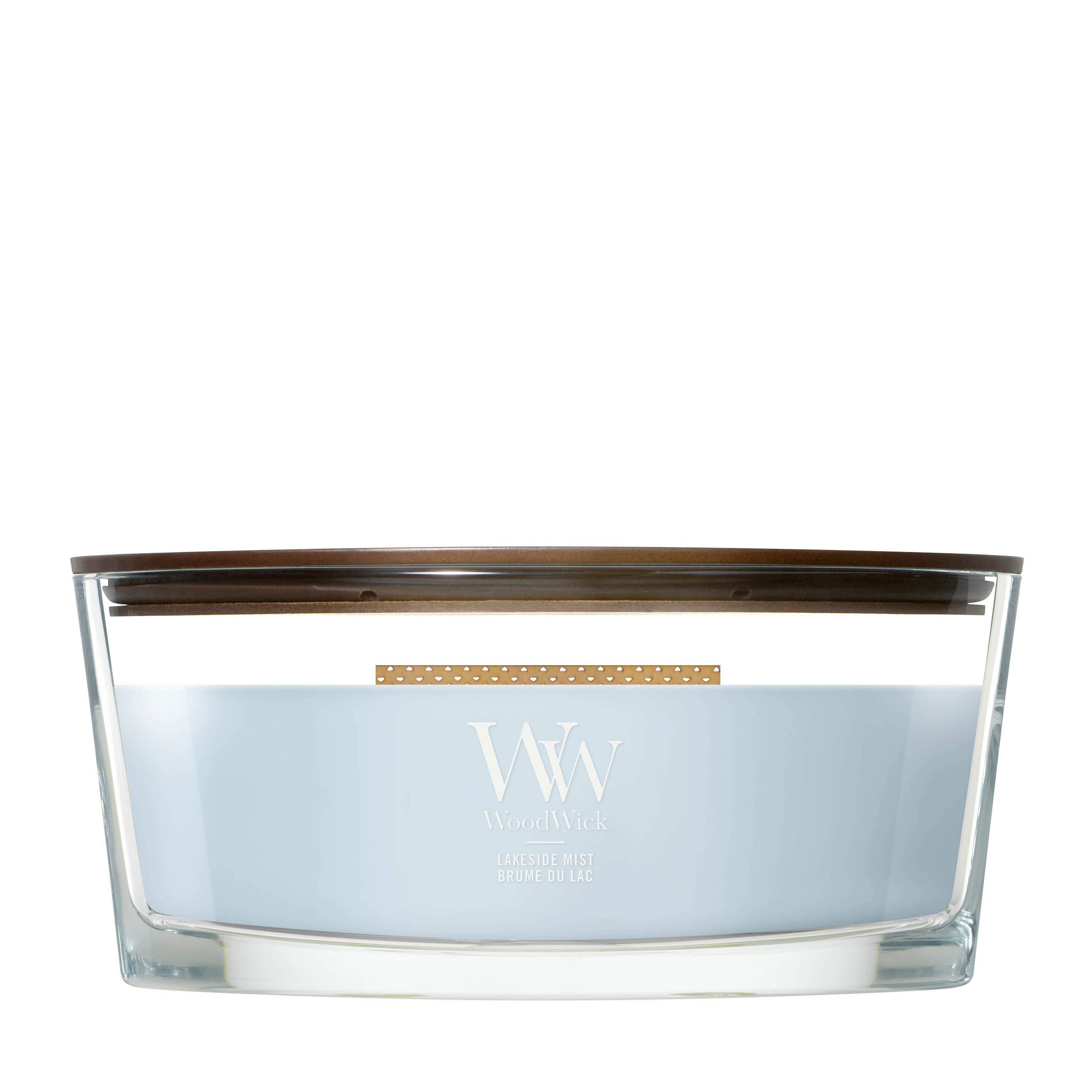 MIRISNA SVEĆA  svetloplava  - svetloplava, Osnovno, staklo/drvo (12/9/19cm) - WoodWick