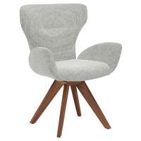 ARMLEHNSTUHL drehbar  Stoffauswahl, Typenauswahl, Sitzfläche 360° drehbar, inklusive Armlehnen, Gestellauswahl, automatische Rückholfunktion, gepolsterte Armlehnen Bouclé  - Champagner, Design, Holz/Textil (65/93/68cm) - Musterring