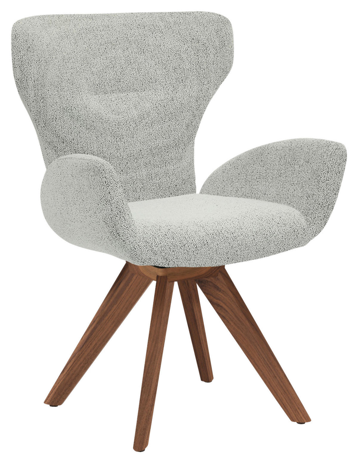 ARMLEHNSTUHL drehbar  Stoffauswahl, Typenauswahl, Sitzfläche 360° drehbar, inklusive Armlehnen, Gestellauswahl, automatische Rückholfunktion, gepolsterte Armlehnen Bouclé  - Champagner, Design, Holz/Textil (65/93/68cm) - Musterring