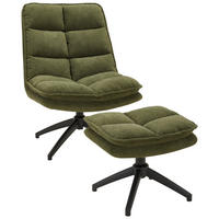 RELAXSESSELSET Flachgewebe    - Schwarz/Grün, Design, Textil/Metall (65/92/81cm) - Hom`in