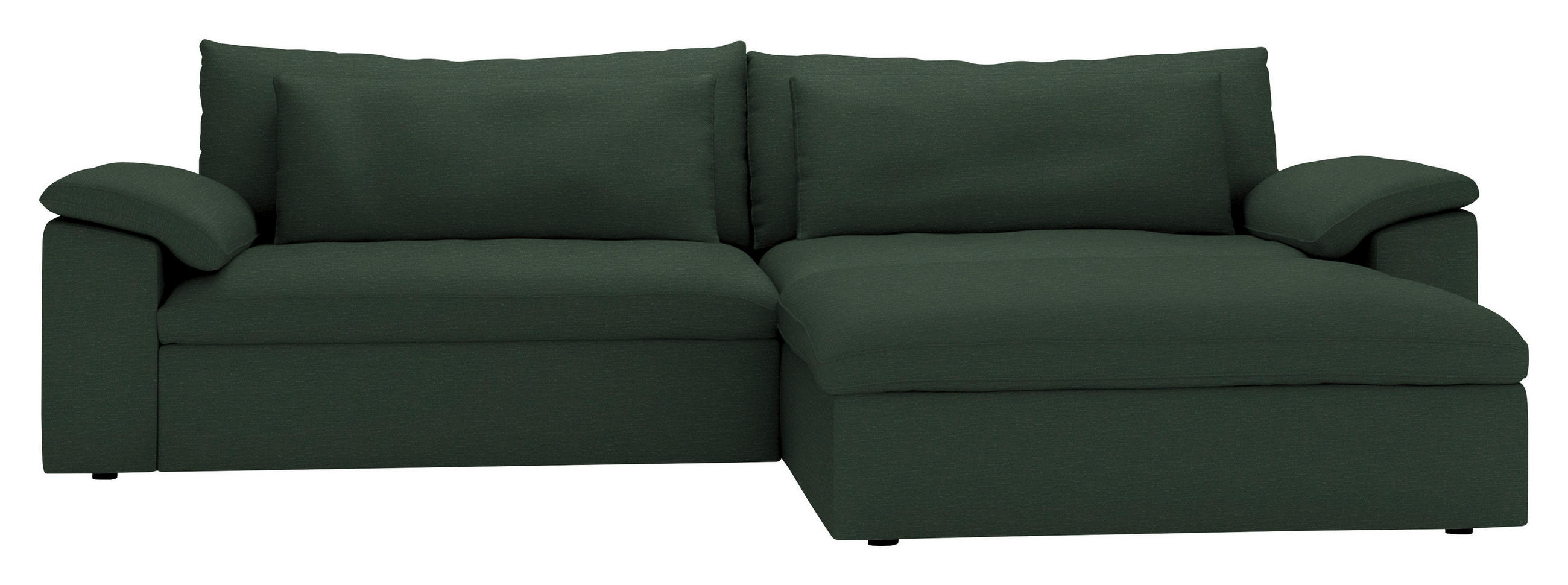 ECKSOFA  Chenille Dunkelgrün  - Dunkelgrün/Schwarz, Modern, Kunststoff/Textil (306/198cm) - Carryhome