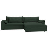 ECKSOFA  Chenille Dunkelgrün  - Dunkelgrün/Schwarz, Modern, Kunststoff/Textil (306/198cm) - Carryhome