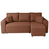 ECKSOFA in Struktur Braun  240/153 cm  - Chromfarben/Schwarz, Basics, Kunststoff/Textil (240/153cm) - P & B