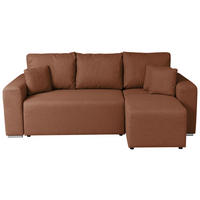 ECKSOFA in Struktur Braun  240/153 cm  - Chromfarben/Schwarz, Basics, Kunststoff/Textil (240/153cm) - P & B