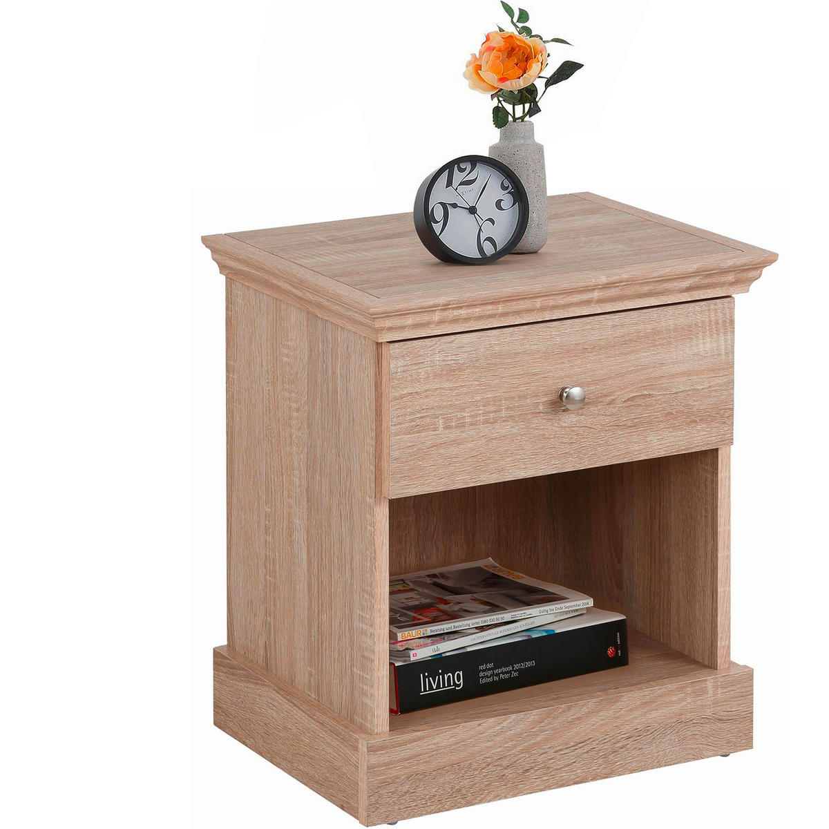 NACHTTISCH 45/50/35 cm  - Eichefarben/Silberfarben, Design, Holzwerkstoff/Metall (45/50/35cm) - MID.YOU