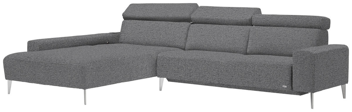 ECKSOFA in Webstoff Grau  205/308 cm  - Alufarben/Grau, Design, Textil/Metall (205/308cm) - Sedda