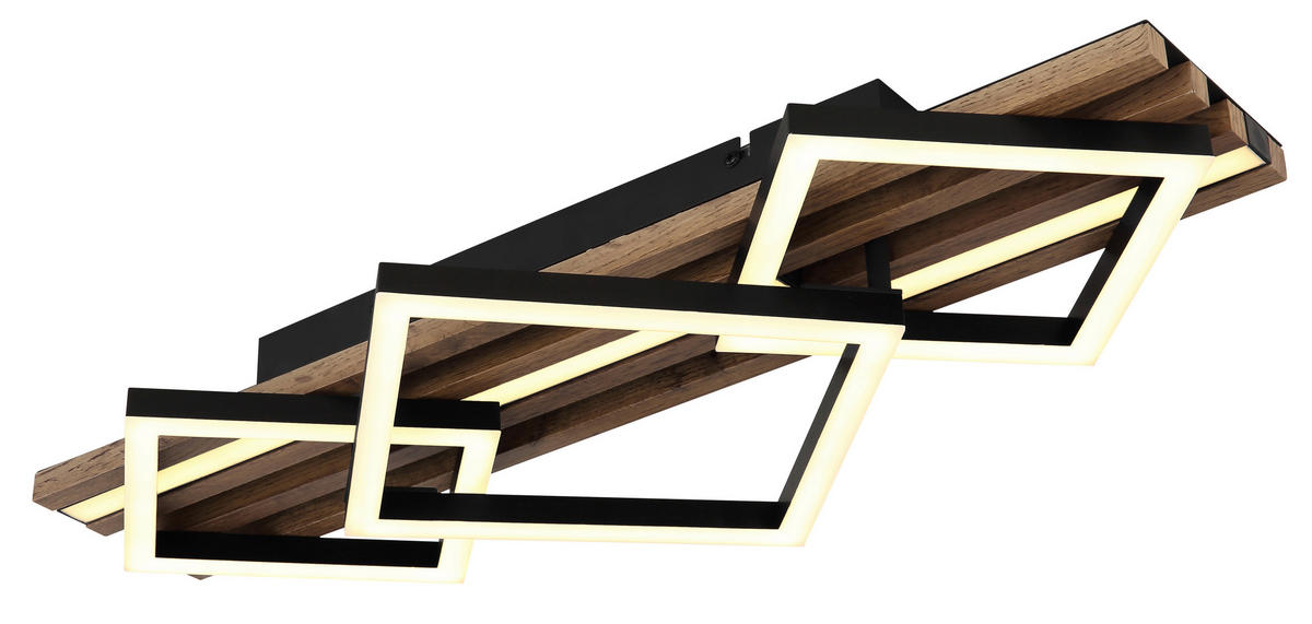 LED-DECKENLEUCHTE    61/31/9,5 cm  - Weiss/Dunkelbraun, Natur, Holzwerkstoff/Kunststoff (61/31/9,5cm) - Globo