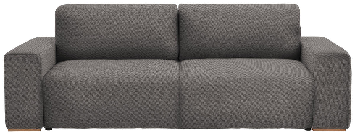 SCHLAFSOFA in Flachgewebe Grau  - Buchefarben/Schwarz, Konventionell, Holz/Kunststoff (255/86/123cm) - Livetastic
