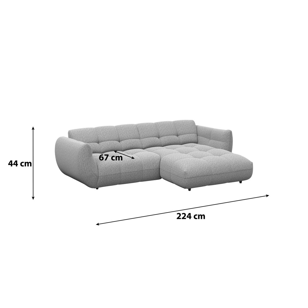 ECKSOFA Grau Chenille  - Schwarz/Grau, Trend, Kunststoff/Textil (280/178cm) - MID.YOU