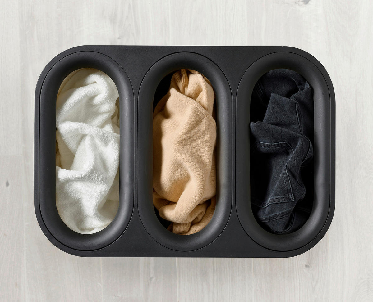 WÄSCHESAMMLER - Schwarz, Basics, Leder/Naturmaterialien (60,8/73,5/40,6cm) - Joseph Joseph
