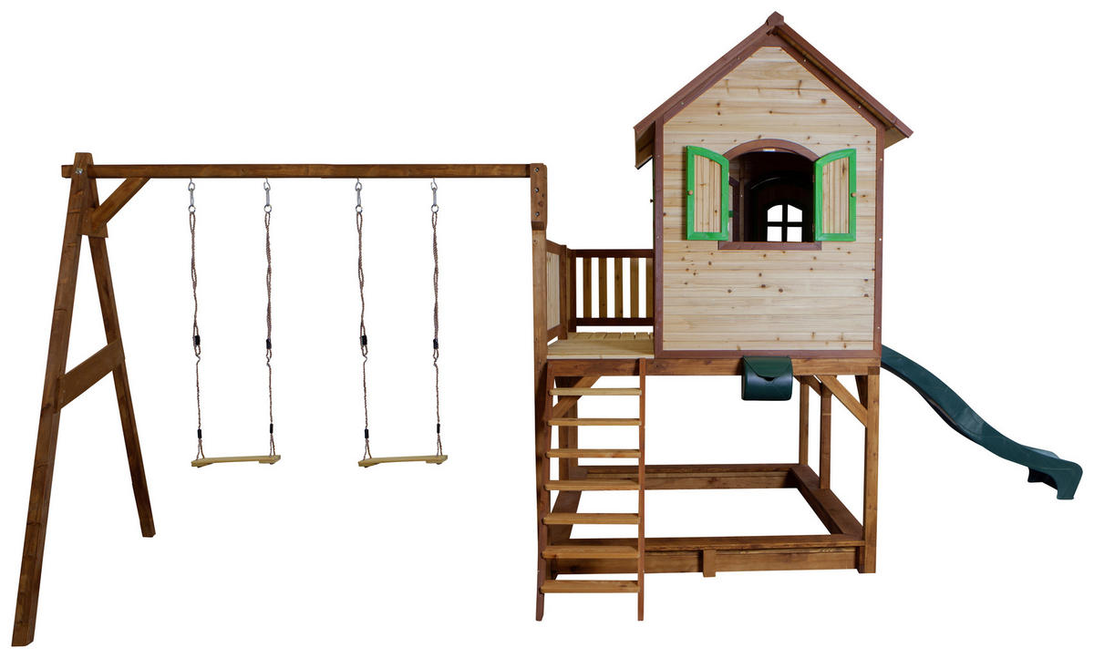 SPIELTURM 588/305/270 cm SPIELTURM AXI LIAM  - Braun, Basics, Holz (588/305/270cm) - Ambia Garden
