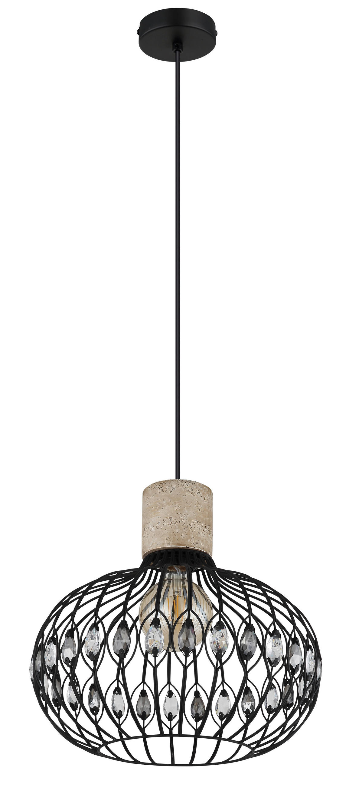 HÄNGELEUCHTE 38/150 cm  - Klar/Schwarz, Basics, Glas/Kunststoff (38/150cm) - Globo