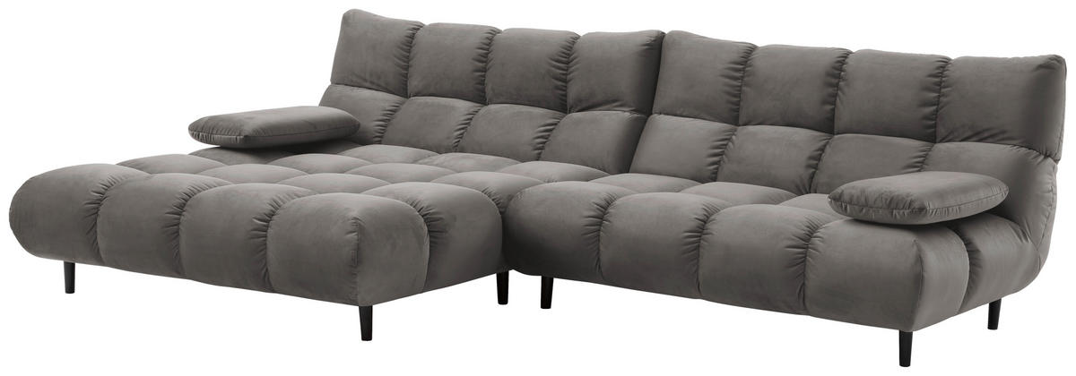 ECKSOFA Grau Velours  - Schwarz/Grau, Design, Holz/Textil (178/293cm) - Pure Home Lifestyle
