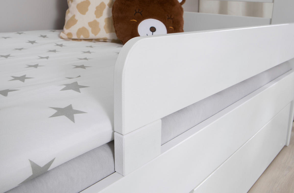 Bett Bennet mit Ausziehbett 120/200 cm Weiss  - Weiss, Modern, Holz (120/200cm) - MID.YOU
