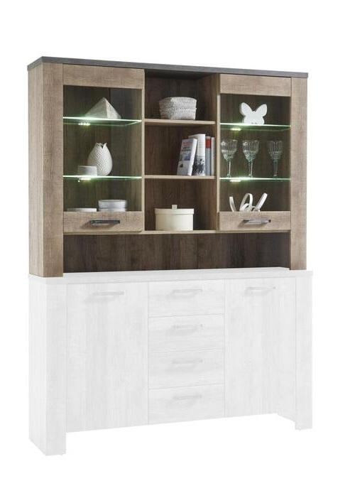 KOMMODENAUFSATZ  in 148/107/38 cm  - Eichefarben/Anthrazit, Basics, Glas/Holzwerkstoff (148/107/38cm) - MID.YOU