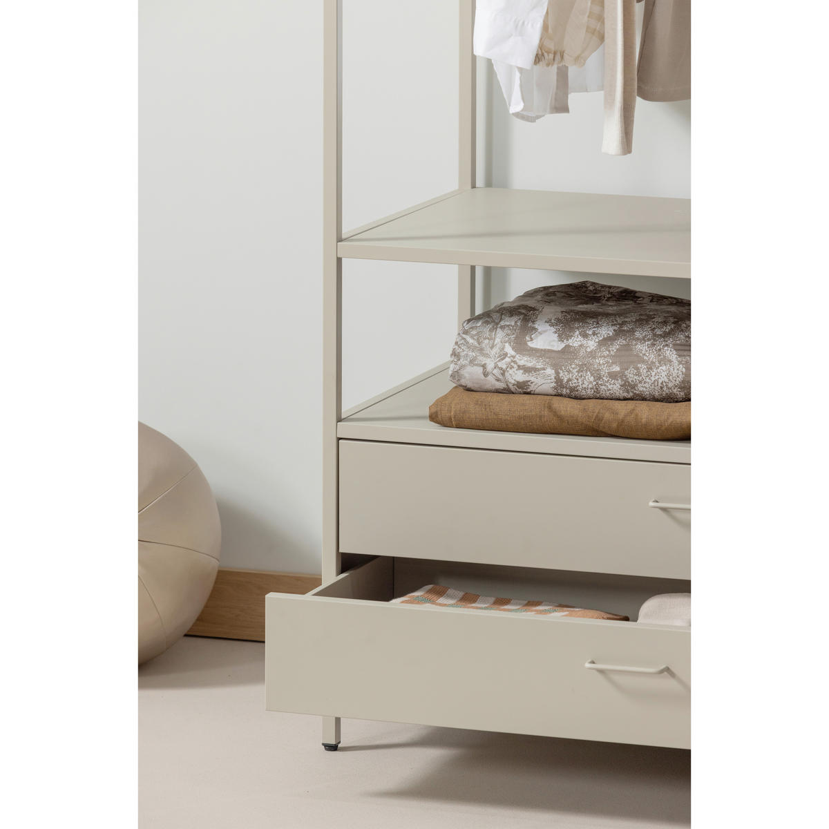 OFFENER KLEIDERSCHRANK 100/185/54 cm  in Sandfarben  - Sandfarben, Basics, Metall (100/185/54cm) - MID.YOU
