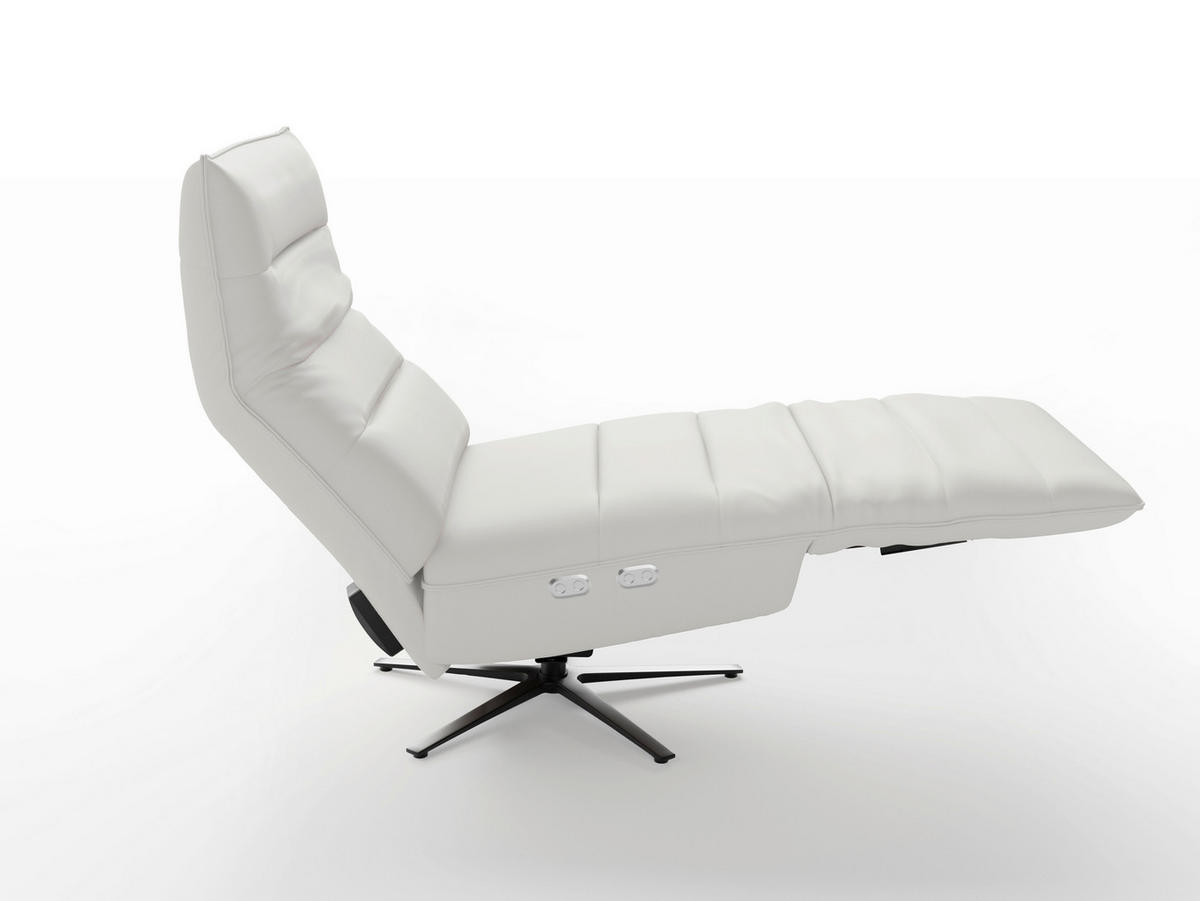 RELAXSESSEL in Leder Weiß  - Schwarz/Weiß, Basics, Leder/Metall (80/109/98cm) - Sit & More