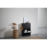 SCHUHKIPPER - Schwarz, Design, Holzwerkstoff (55/80,5/23,5cm) - Livetastic