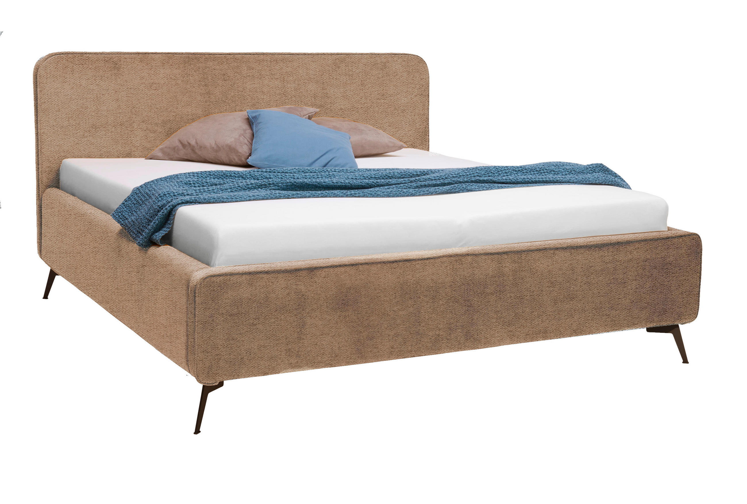 ČALOUNĚNÁ POSTEL, 180/200 cm, béžová - černá/barvy buku, Moderní, kov/dřevo (180/200cm) - Moderano