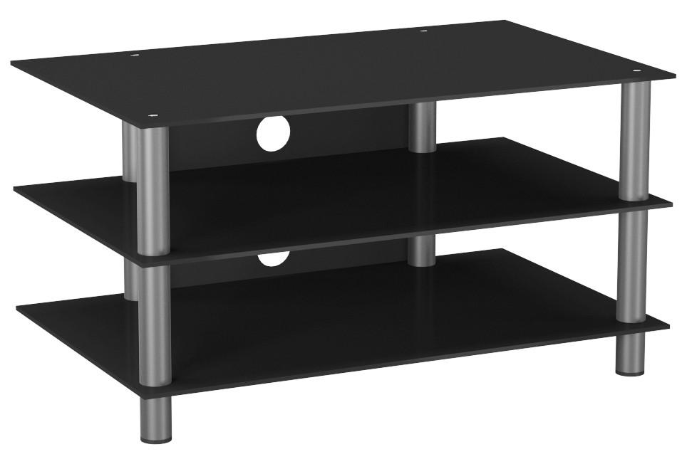 PHONOTISCH Metall, Glas Schwarz, Silberfarben  - Silberfarben/Schwarz, KONVENTIONELL, Glas/Metall (95/45/42cm) - MID.YOU