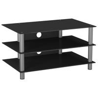 PHONOTISCH Metall, Glas Schwarz, Silberfarben  - Silberfarben/Schwarz, KONVENTIONELL, Glas/Metall (95/45/42cm) - MID.YOU