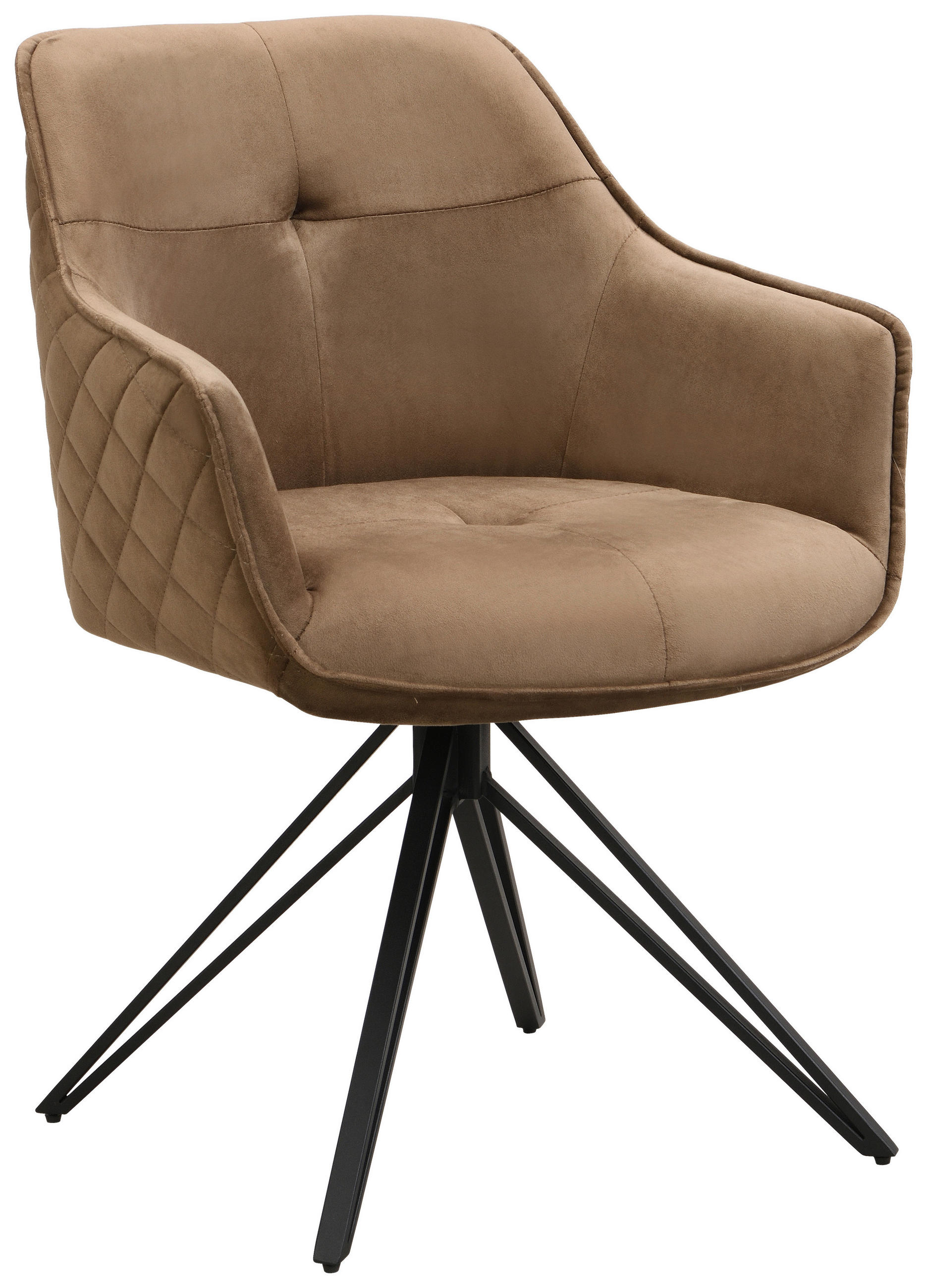 STOLICA S NASLONOM ZA RUKE  crna, taupe  metal, tekstil      - crna/taupe, Moderno, metal/tekstil (57/82/61cm) - Livetastic