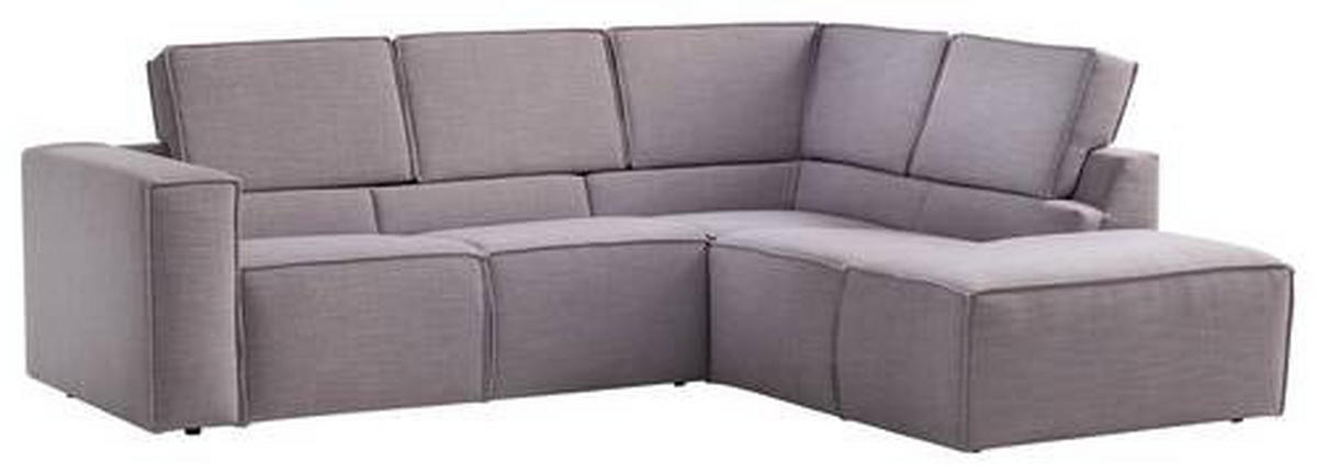 ECKSOFA in Struktur Grau  - Schwarz/Grau, Modern, Kunststoff/Textil (275/220cm) - Trendmanufaktur