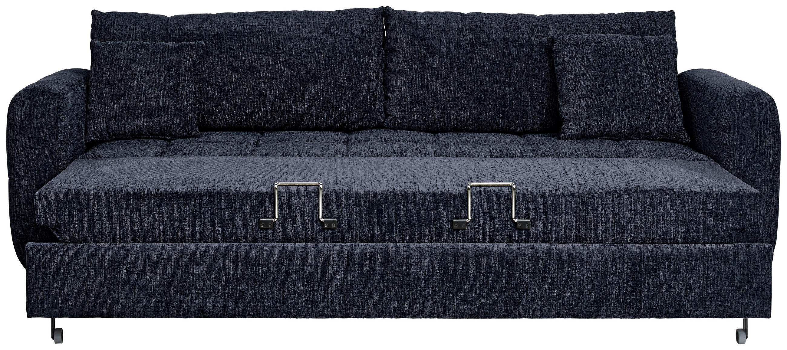 Thumbnail - Lomoco Schlafsofa, Dunkelblau, Textil, Buche, 3-Sitzer, Füllung: Silikon, Schaumstoffflocken, 236x88x101 cm, Made in EU,...