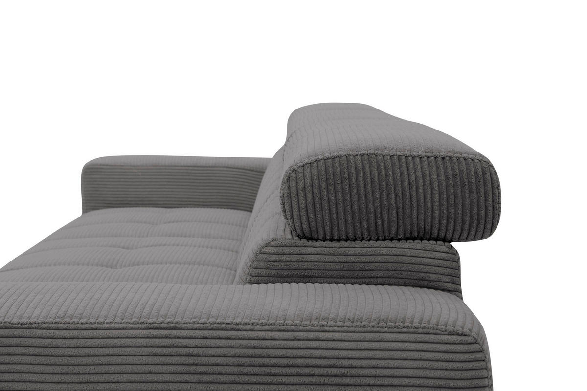 ECKSOFA TRENTO Grau Mikrofaser  - Dunkelgrau/Schwarz, MODERN, Textil/Metall (287/175cm) - MID.YOU