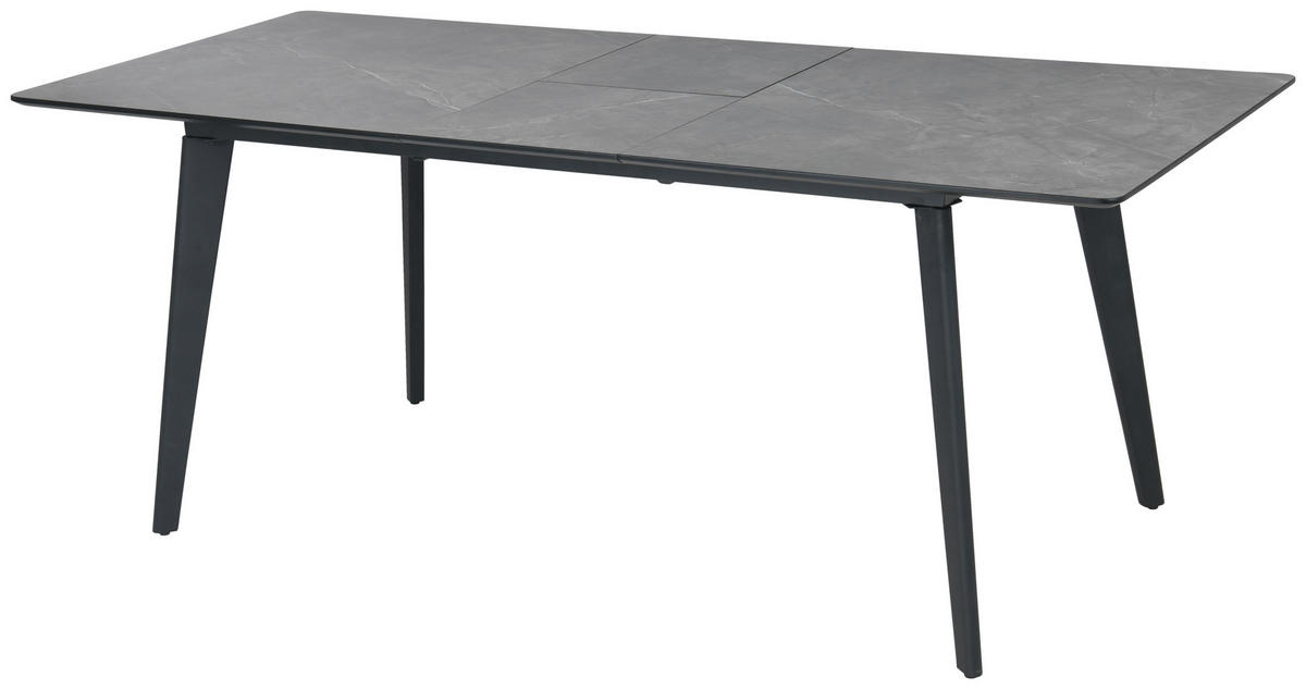 JEDILNA MIZA, siva  - siva/črna, Trendi, kovina/leseni material (180/220/75/100cm) - MID.YOU