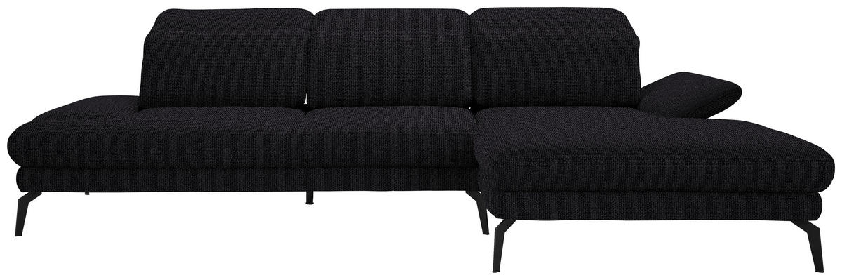 ECKSOFA  in Webstoff Schwarz  289/180 cm  - Schwarz, Design, Textil/Metall (289/180cm) - Stylife