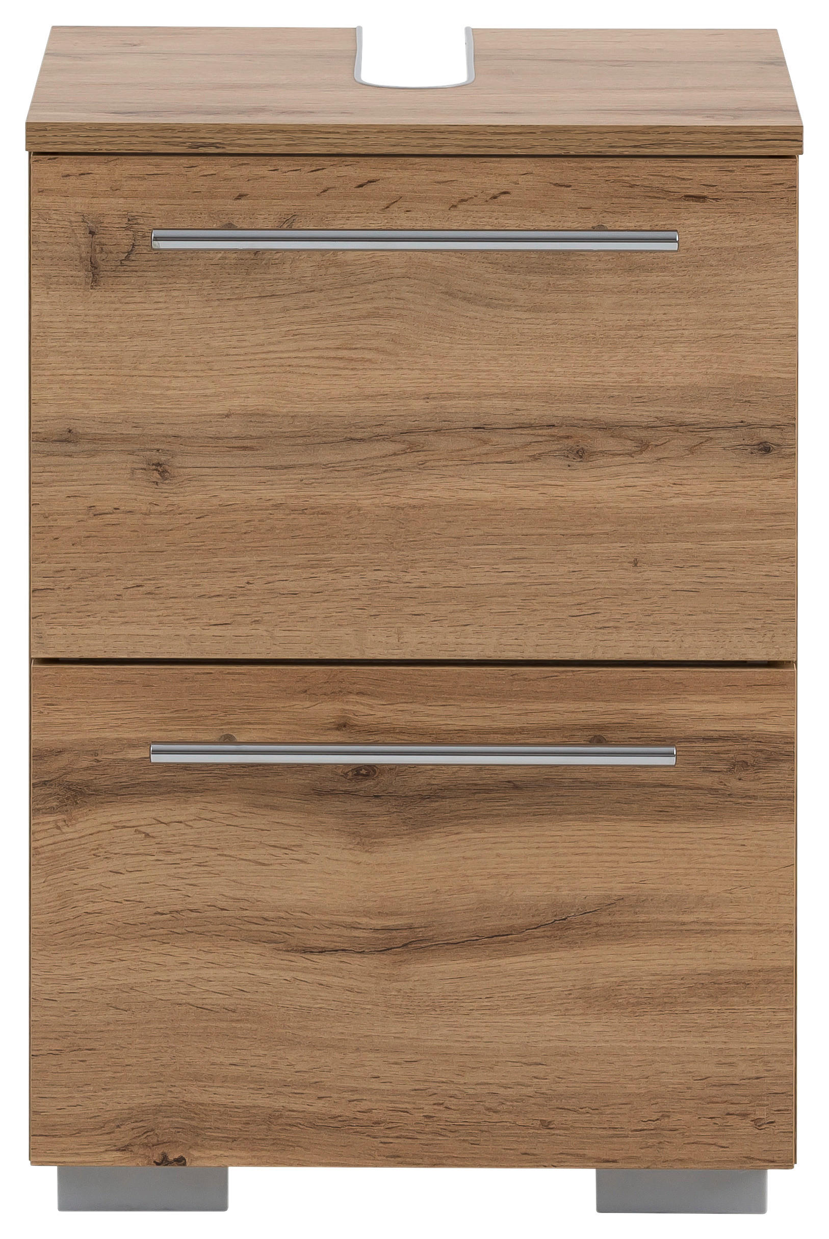 WASCHBECKENUNTERSCHRANK 40,2/59,1/35 cm  - Chromfarben/Eichefarben, KONVENTIONELL, Holzwerkstoff/Metall (40,2/59,1/35cm) - MID.YOU