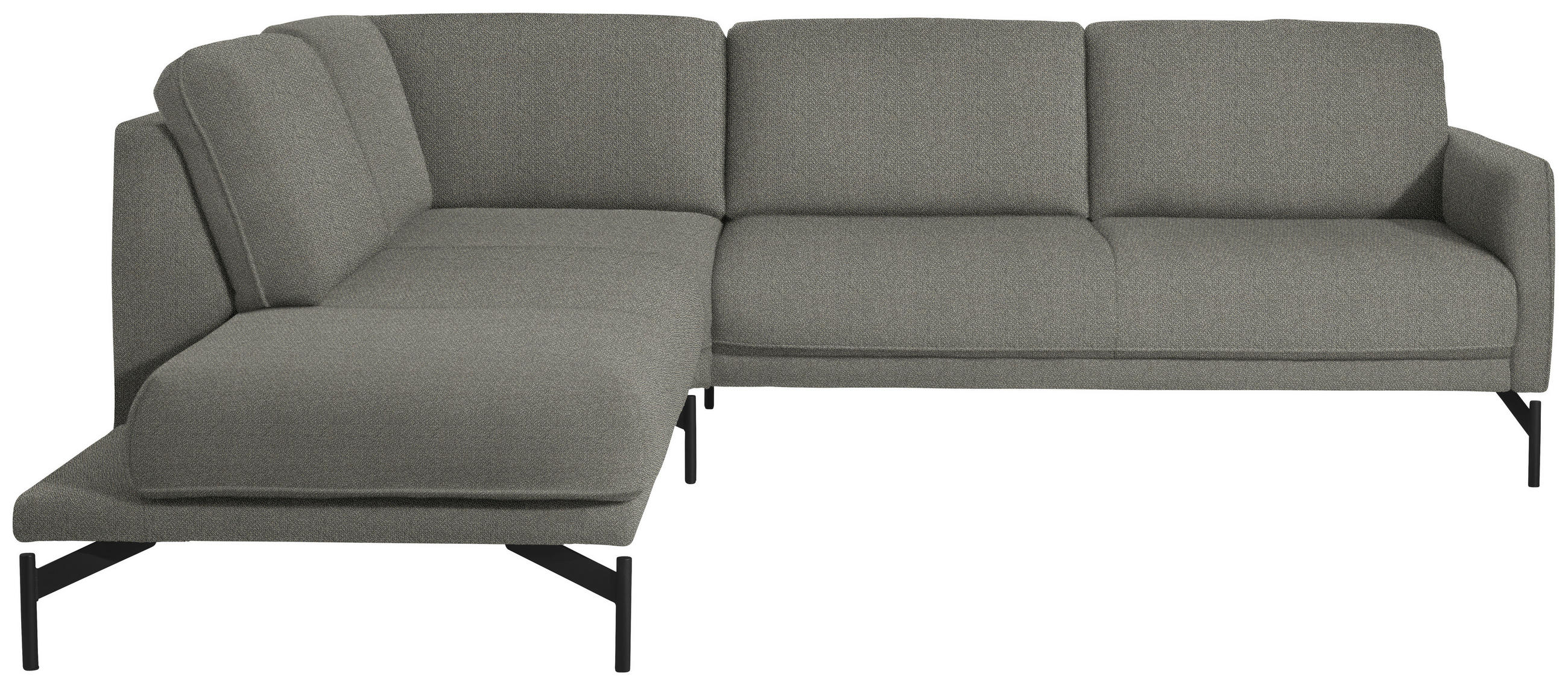 ECKSOFA in Flachgewebe Graubraun  230/254 cm  - Anthrazit/Graubraun, Design, Textil/Metall (230/254cm) - Johann Jakob