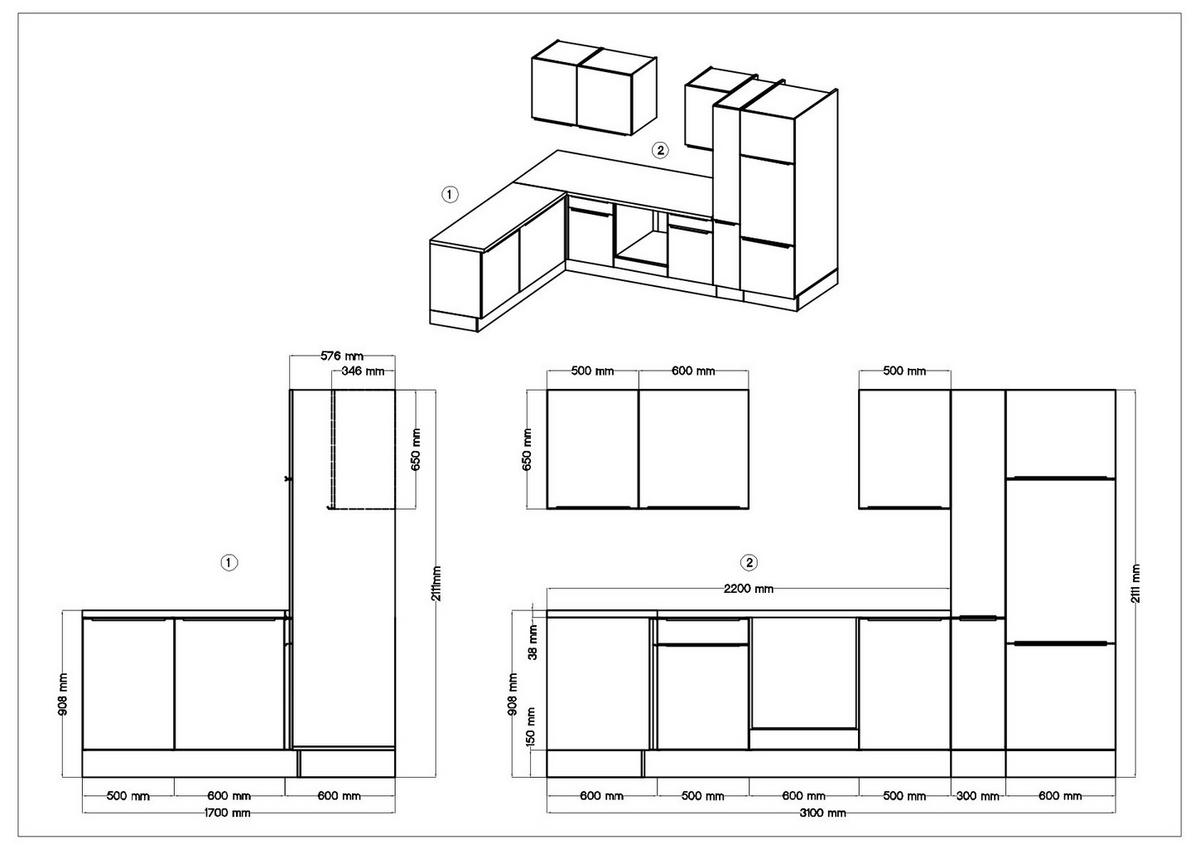 ECKKÜCHE 310/170 cm  in Eiche Artisan, Weiß Hochglanz  - Weiß Hochglanz/Alufarben, LIFESTYLE, Holzwerkstoff/Kunststoff (310/170cm) - Respekta